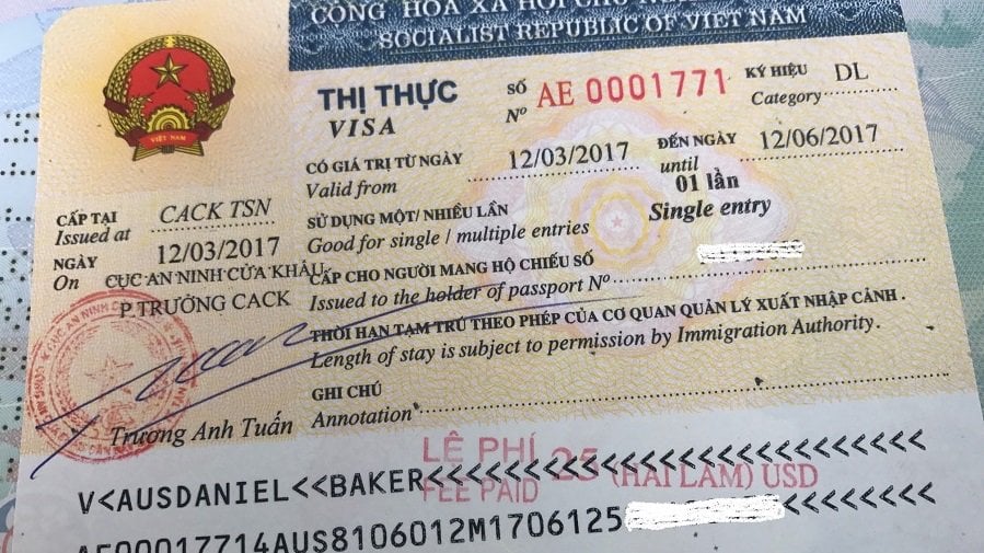 travel visa cost vietnam